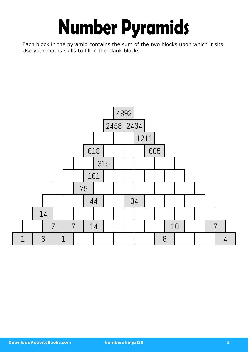 Number Pyramids in Numbers Ninja 120