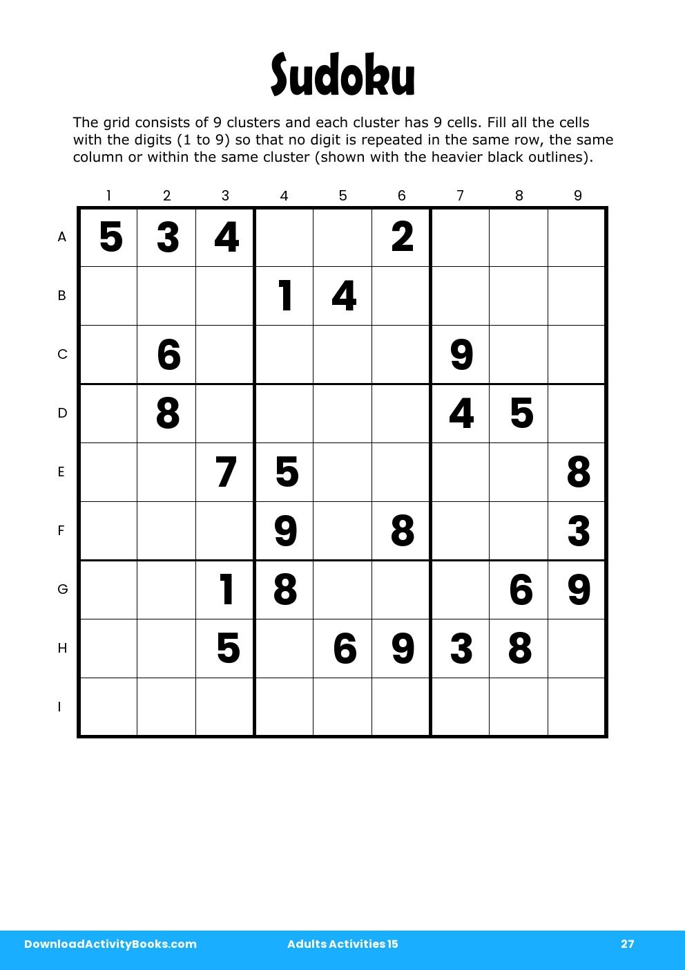 Sudoku in Adults Activities 15