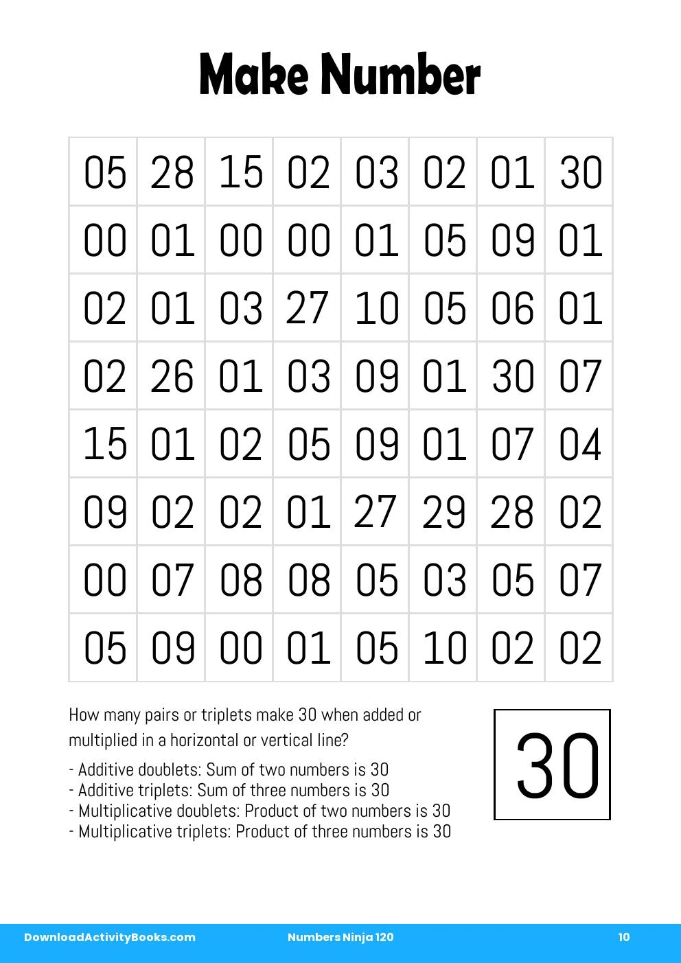 Make Number in Numbers Ninja 120