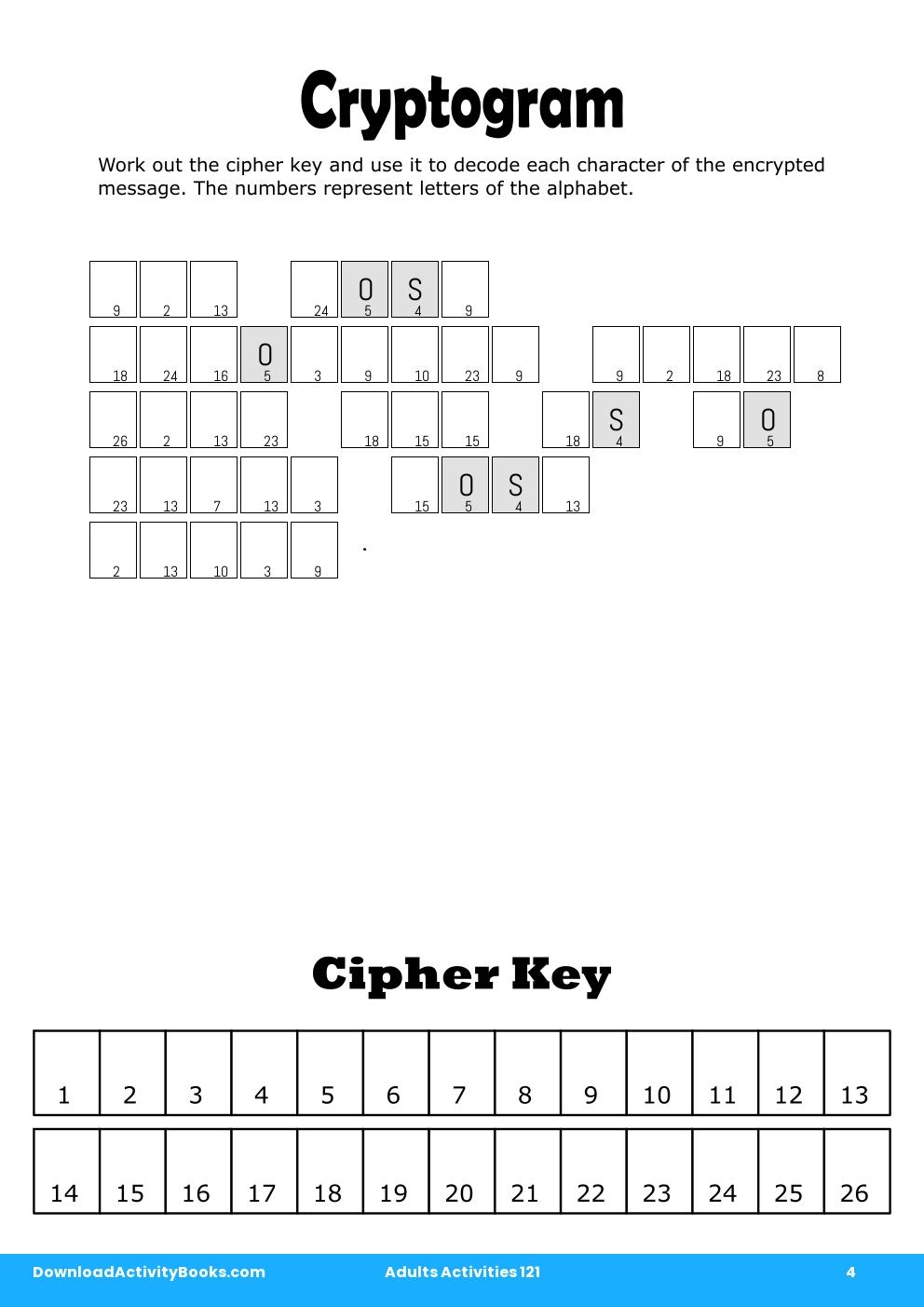 Cryptogram in Adults Activities 121