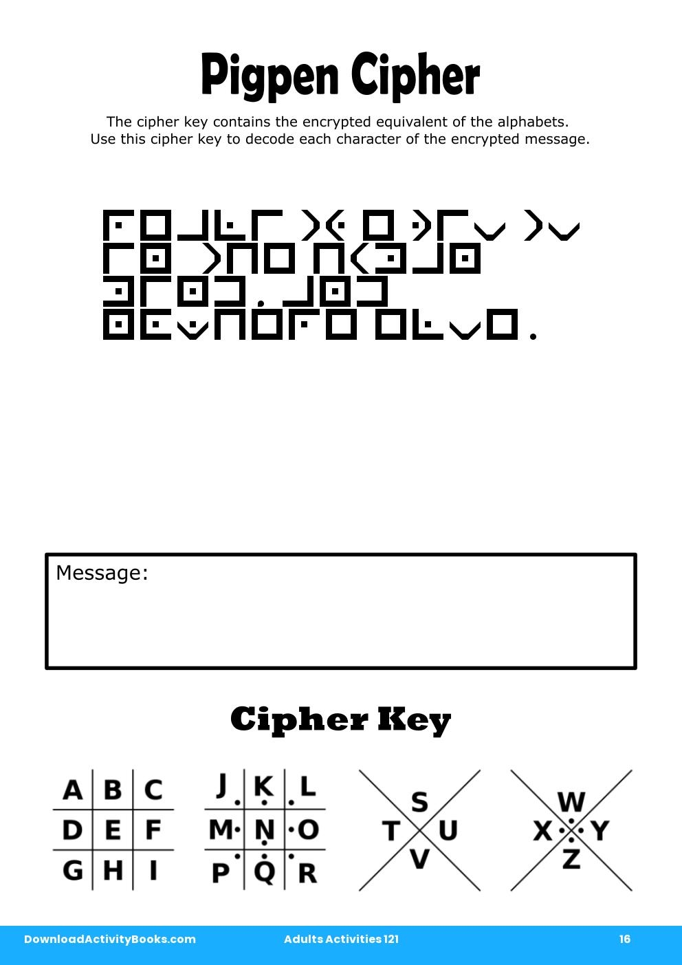 Pigpen Cipher in Adults Activities 121