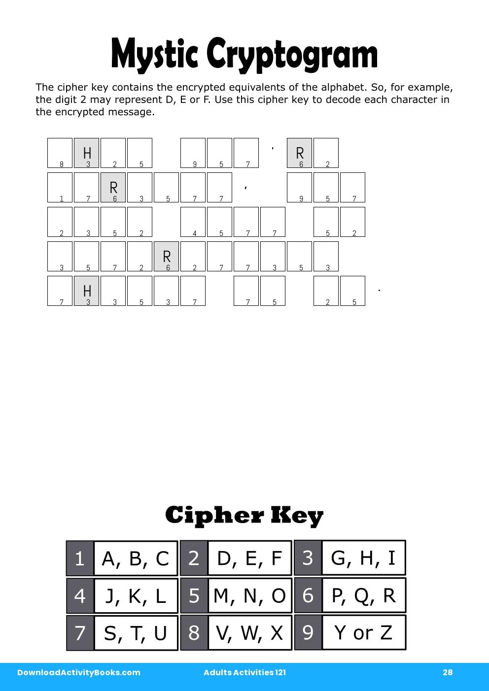 Mystic Cryptogram in Adults Activities 121