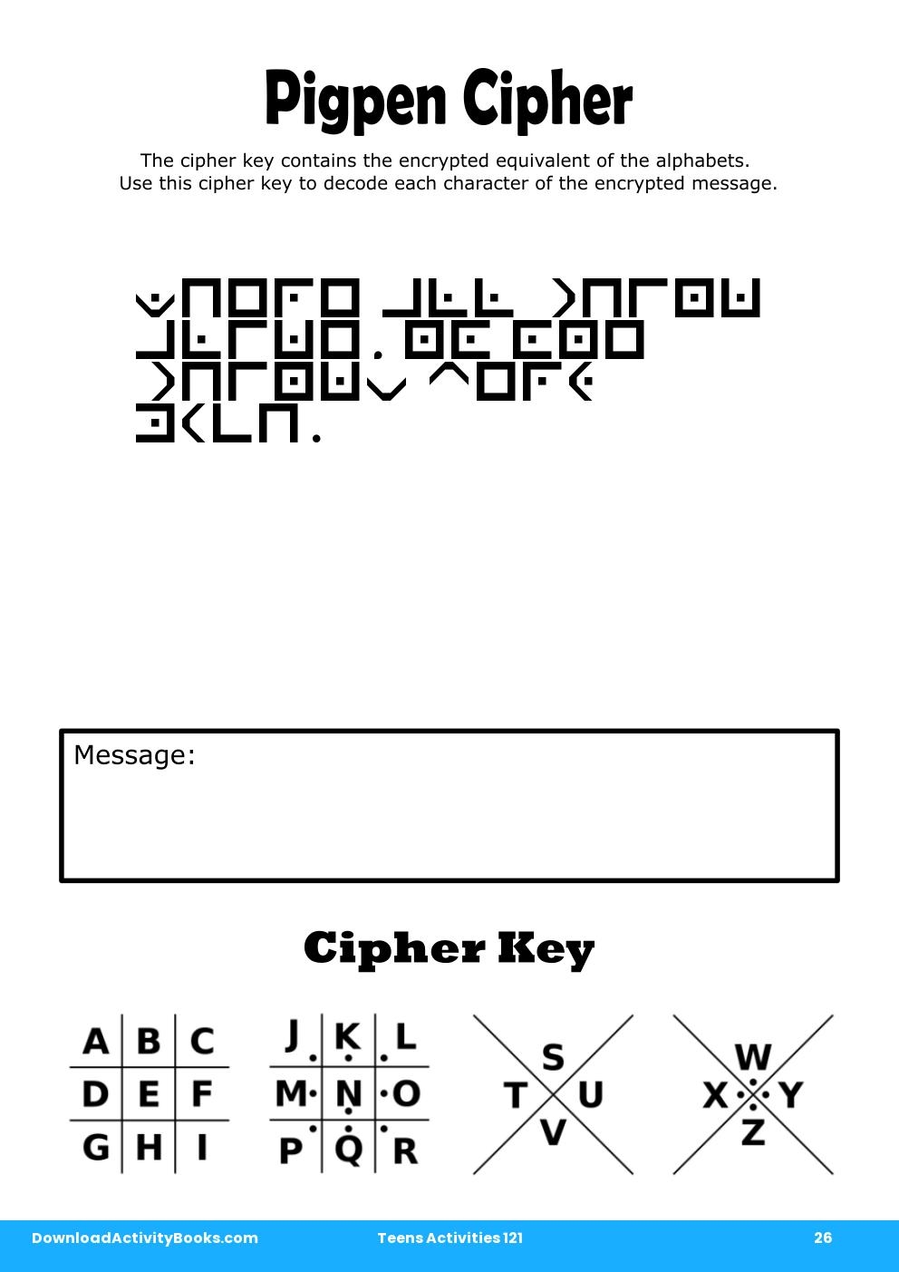 Pigpen Cipher in Teens Activities 121
