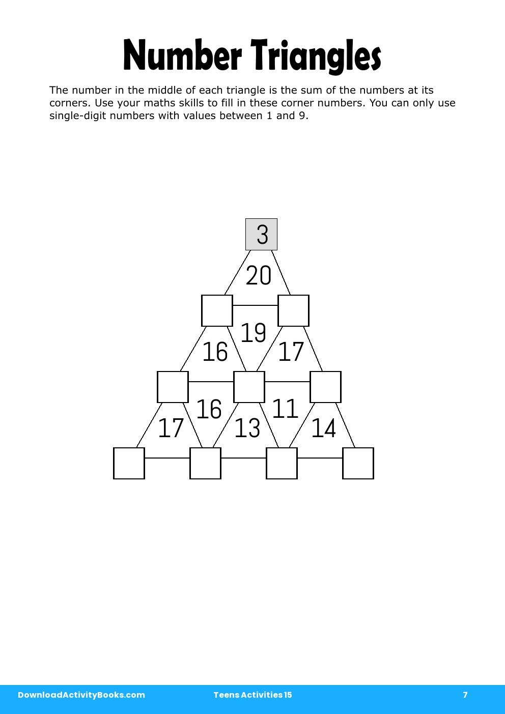 Number Triangles in Teens Activities 15