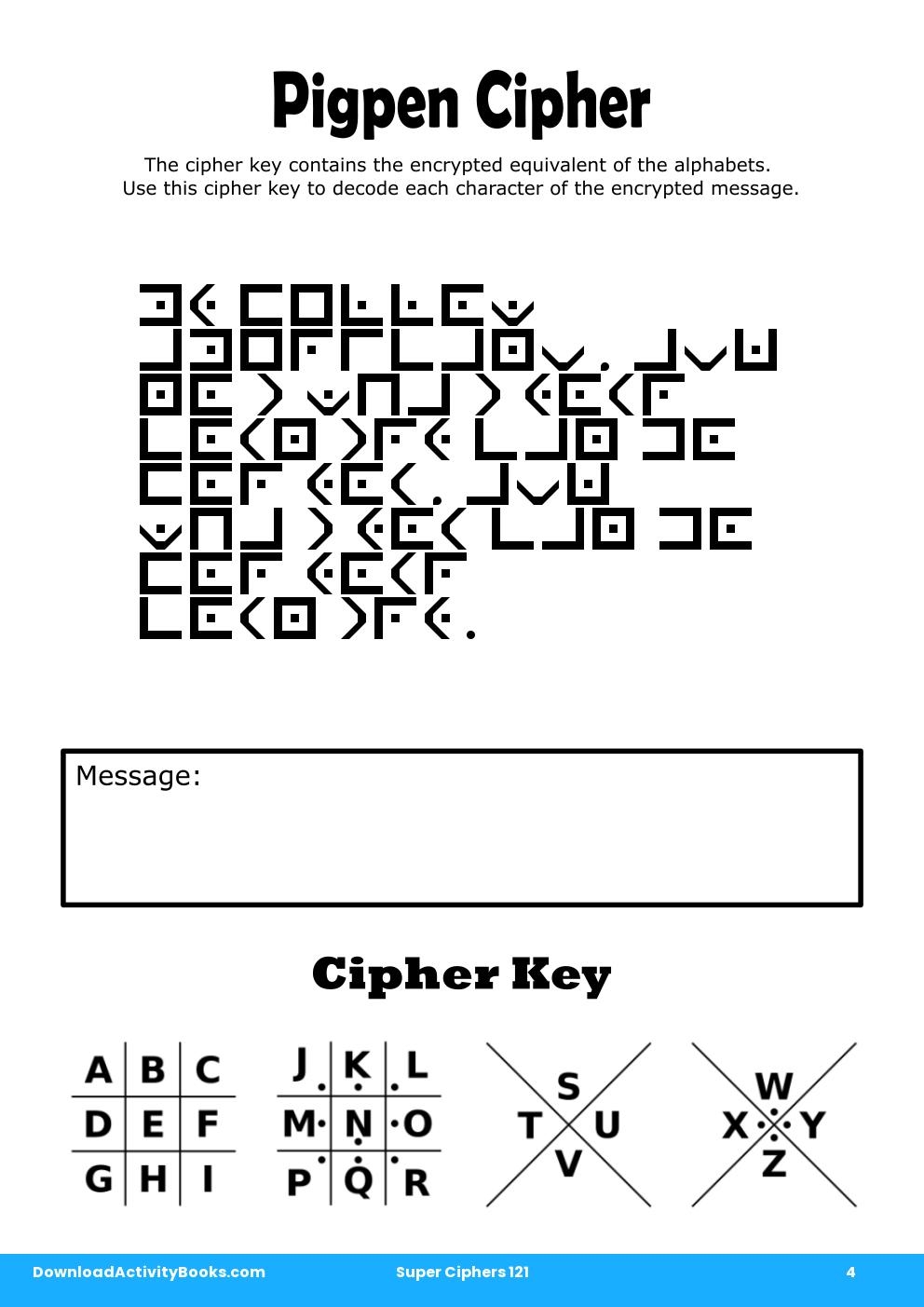 Pigpen Cipher in Super Ciphers 121