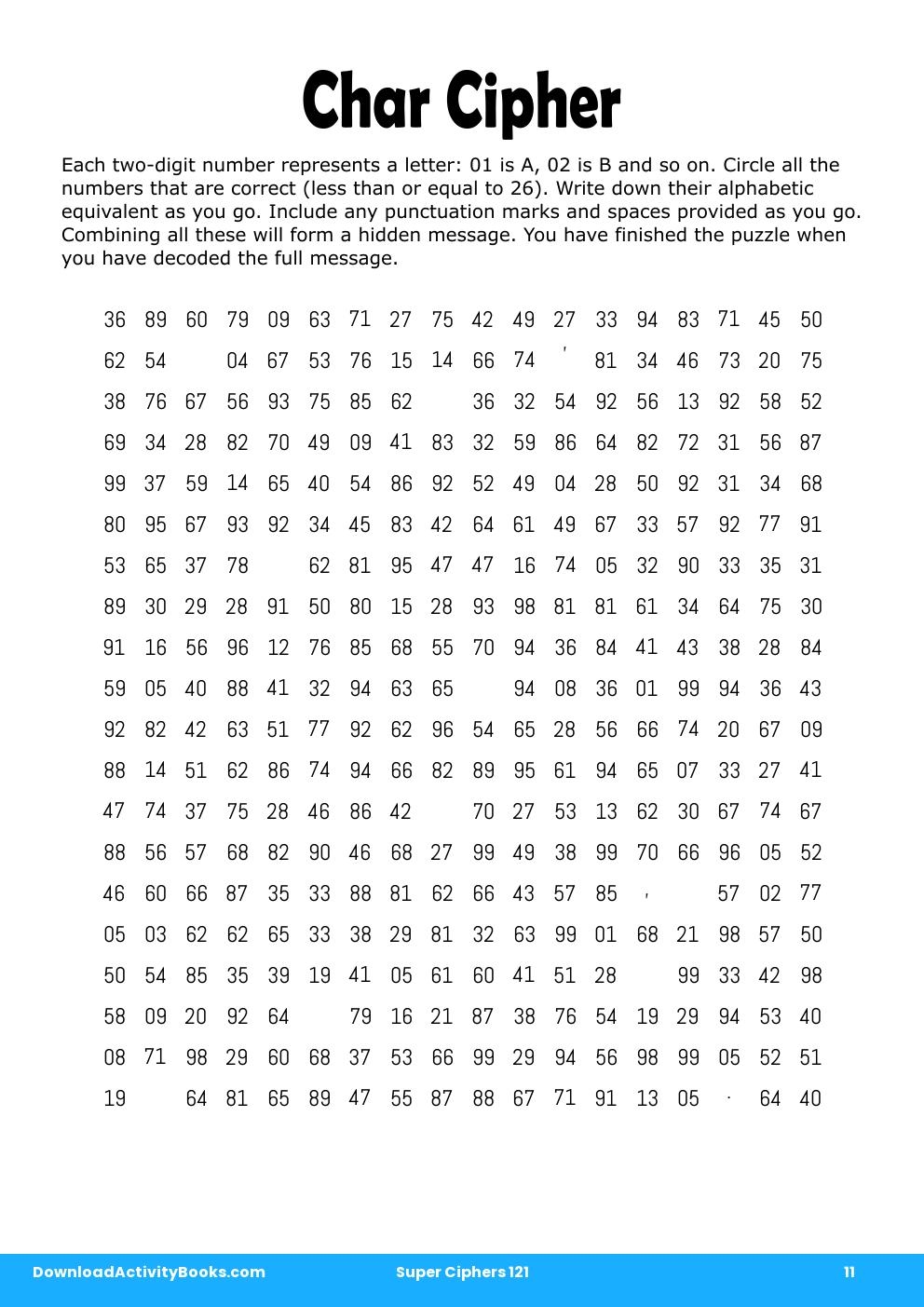 Char Cipher in Super Ciphers 121