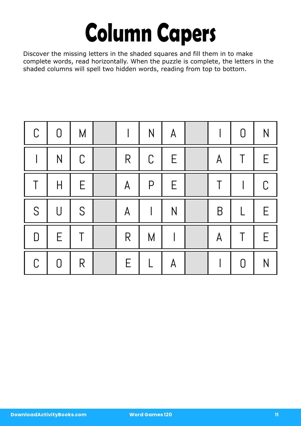 Column Capers in Word Games 120