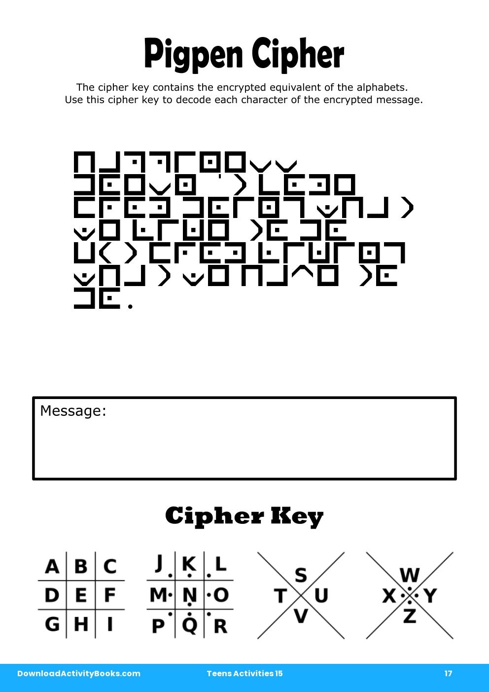 Pigpen Cipher in Teens Activities 15