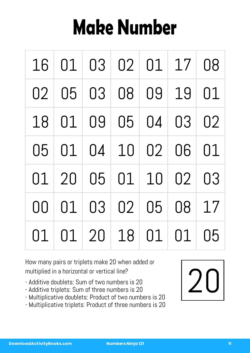 Make Number in Numbers Ninja 121