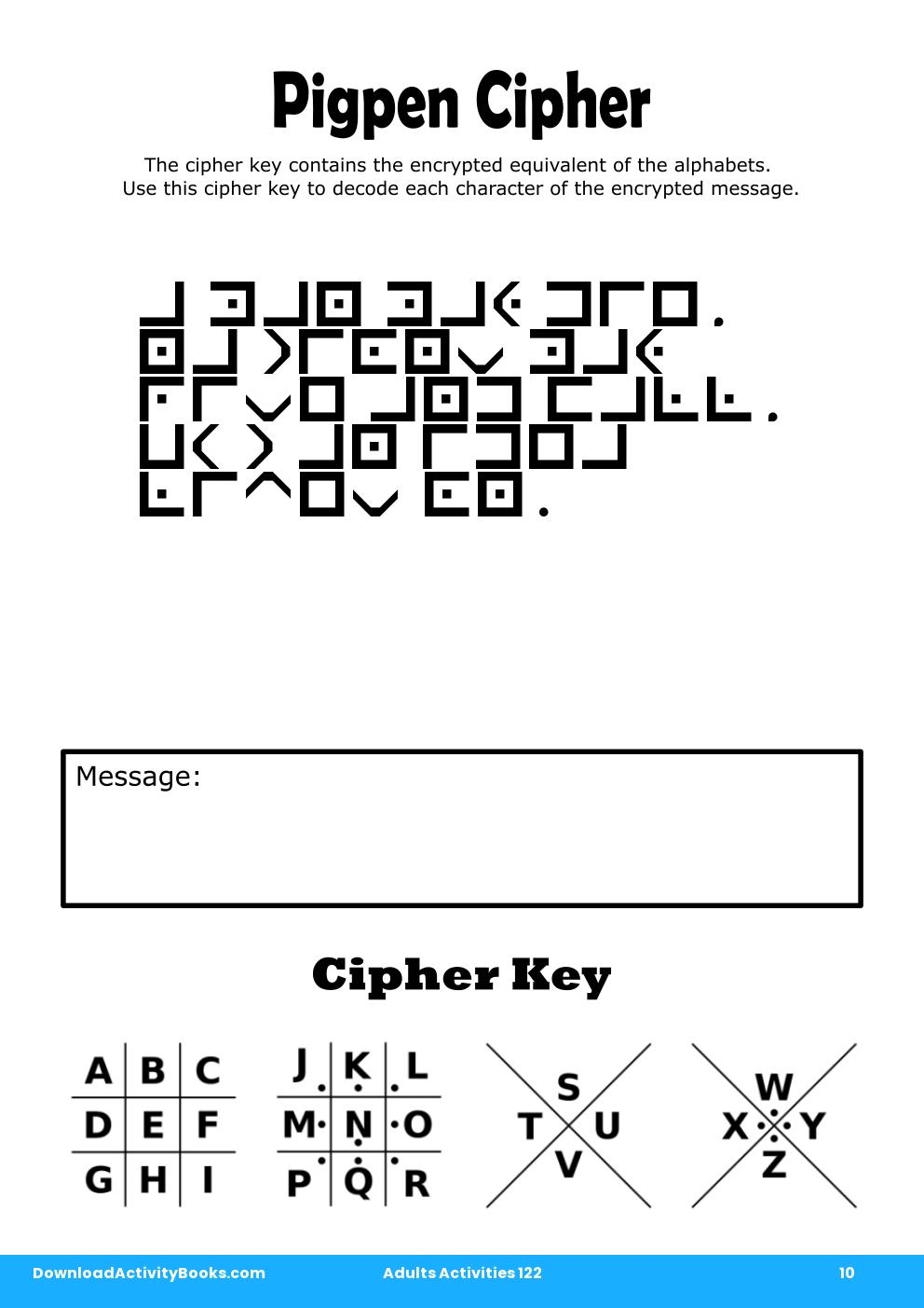 Pigpen Cipher in Adults Activities 122
