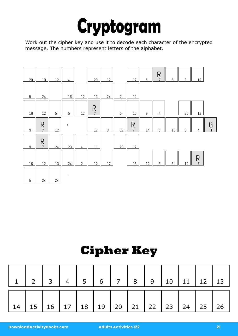 Cryptogram in Adults Activities 122