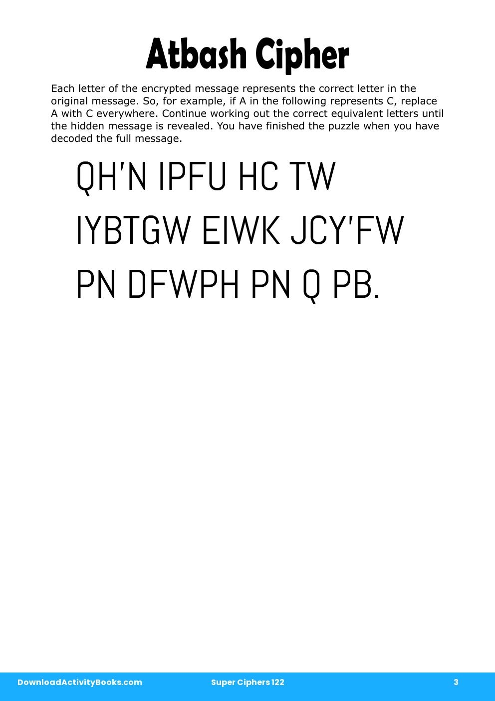 Atbash Cipher in Super Ciphers 122