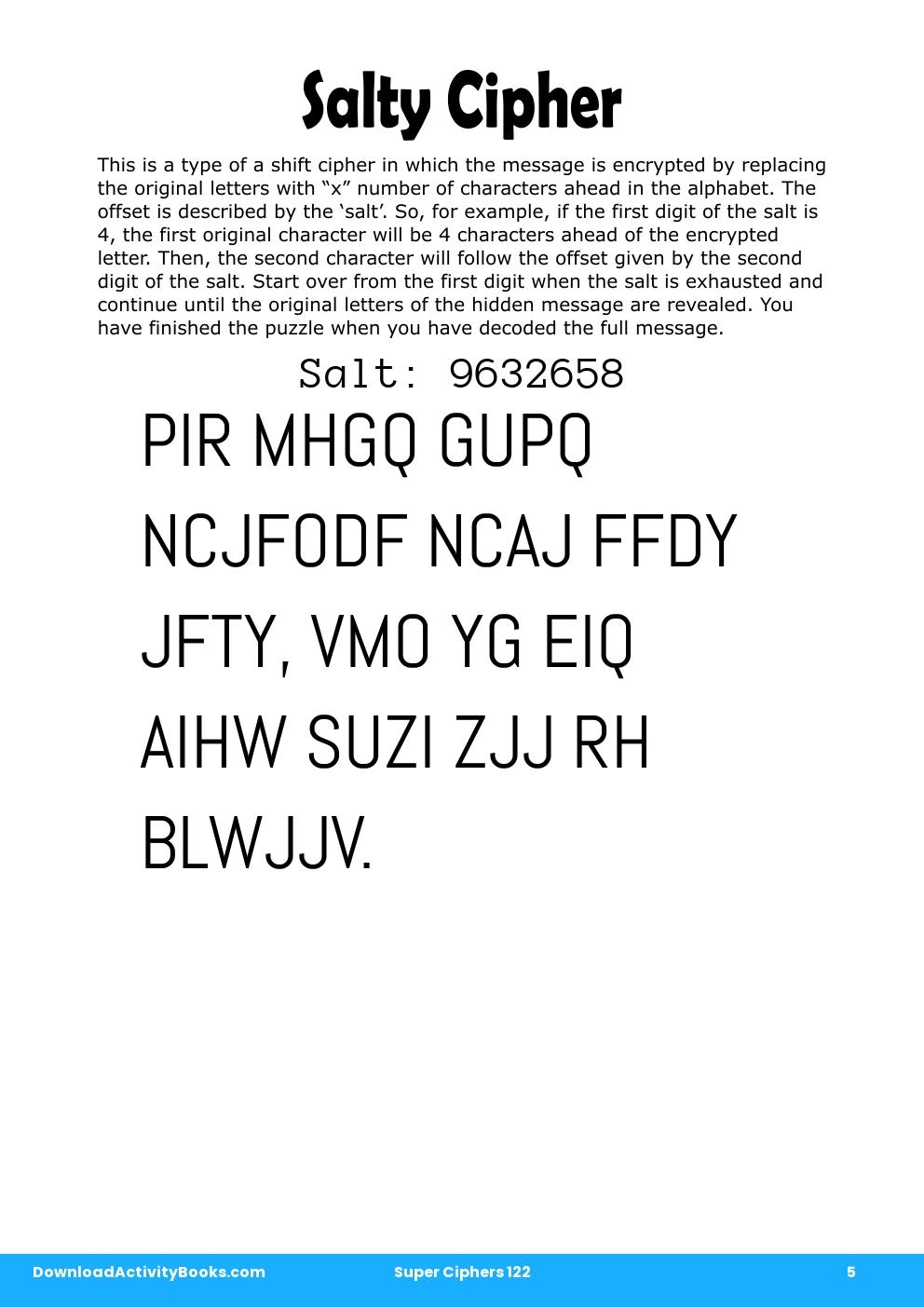 Salty Cipher in Super Ciphers 122