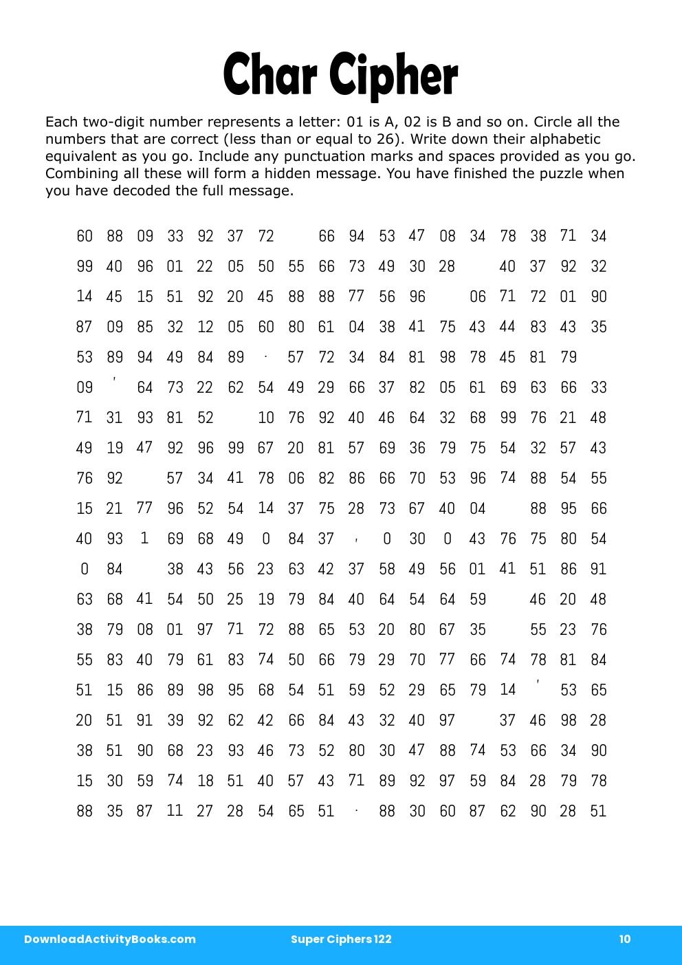 Char Cipher in Super Ciphers 122