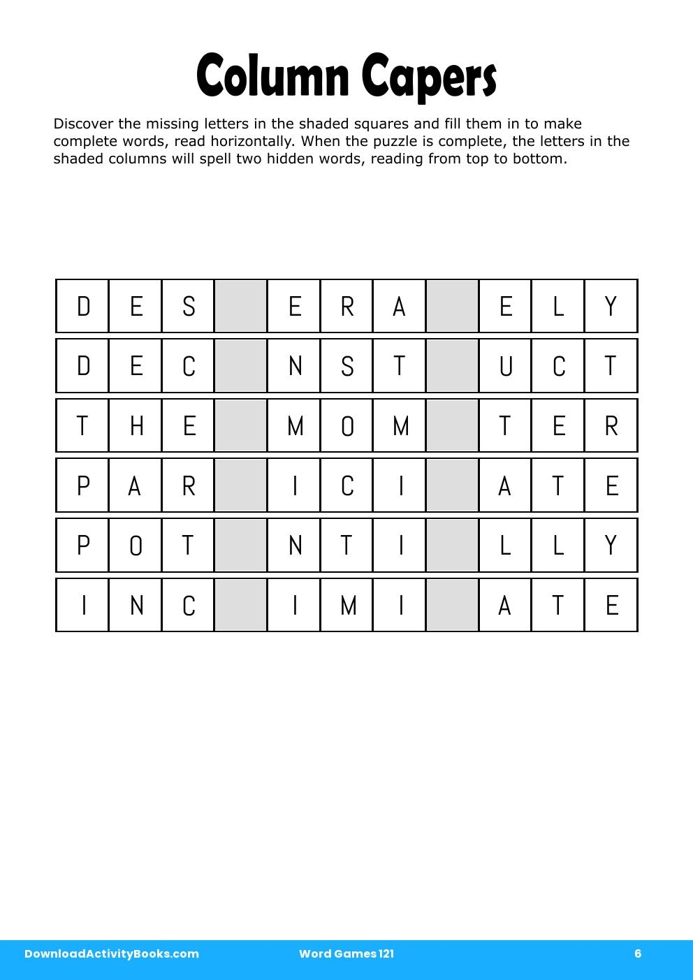 Column Capers in Word Games 121