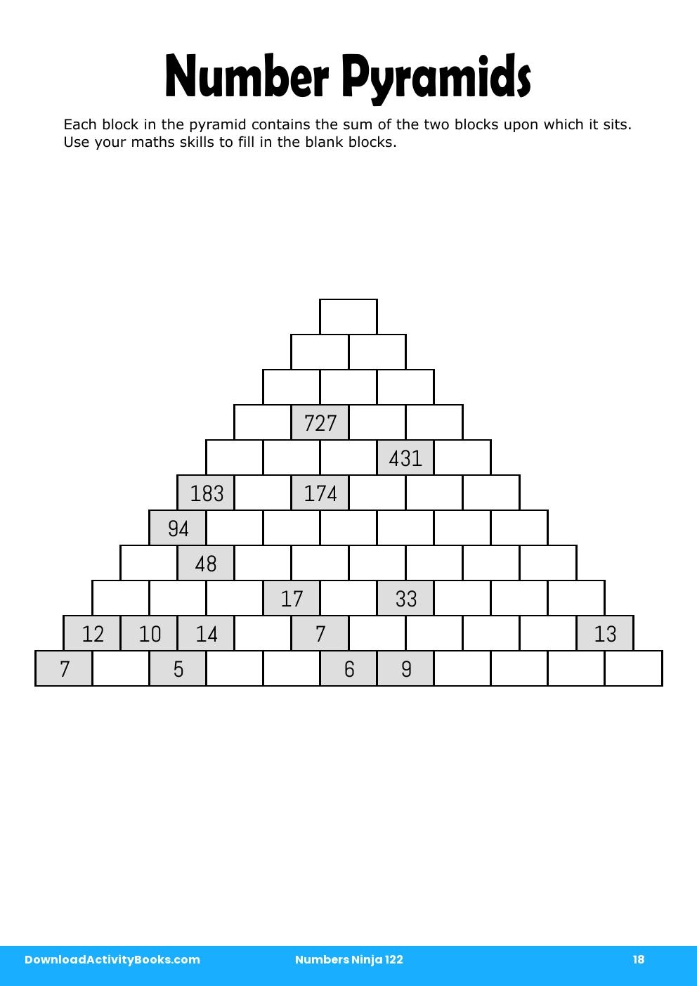 Number Pyramids in Numbers Ninja 122
