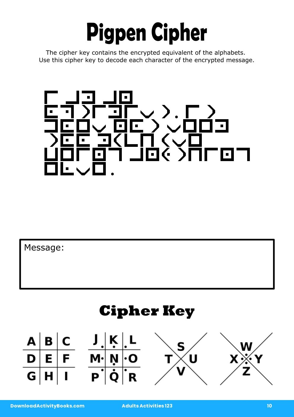 Pigpen Cipher in Adults Activities 123