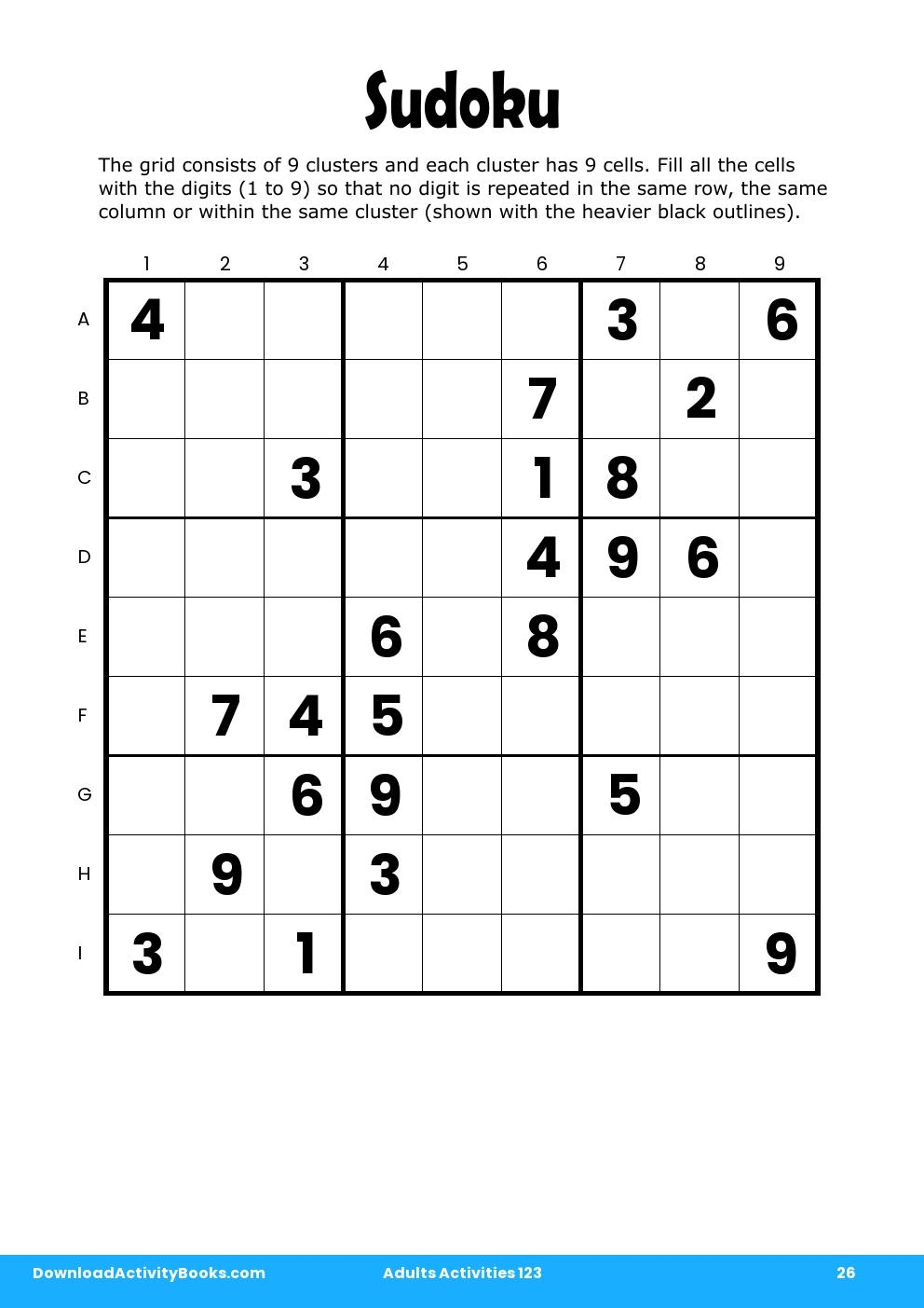 Sudoku in Adults Activities 123