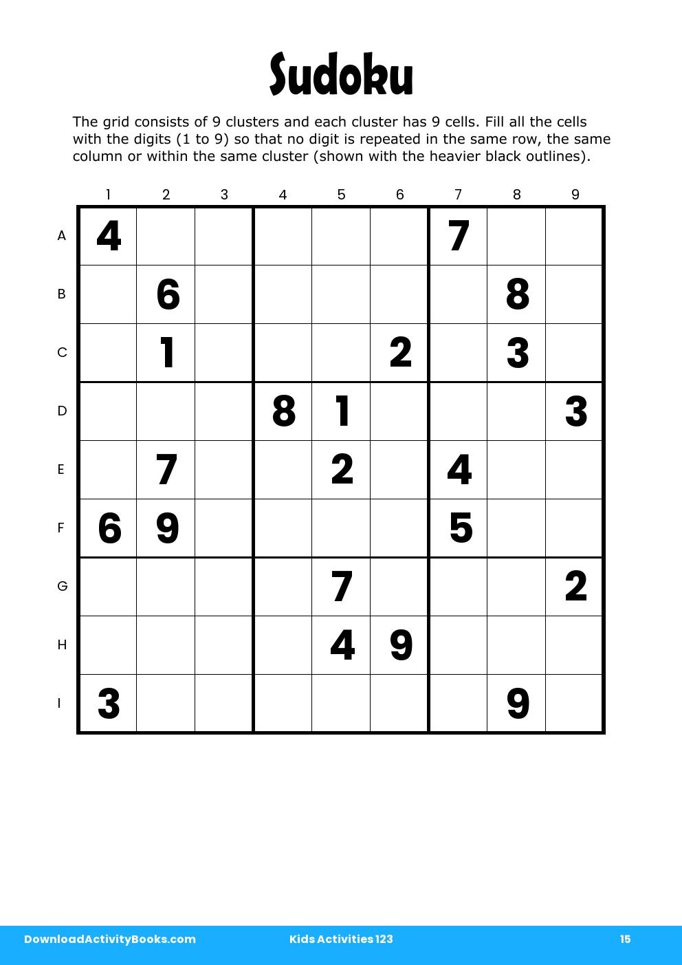 Sudoku in Kids Activities 123