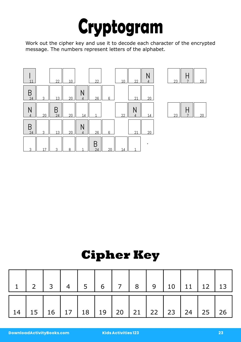 Cryptogram in Kids Activities 123