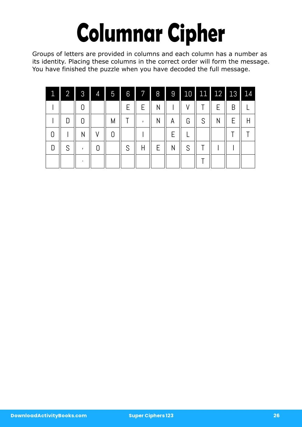Columnar Cipher in Super Ciphers 123