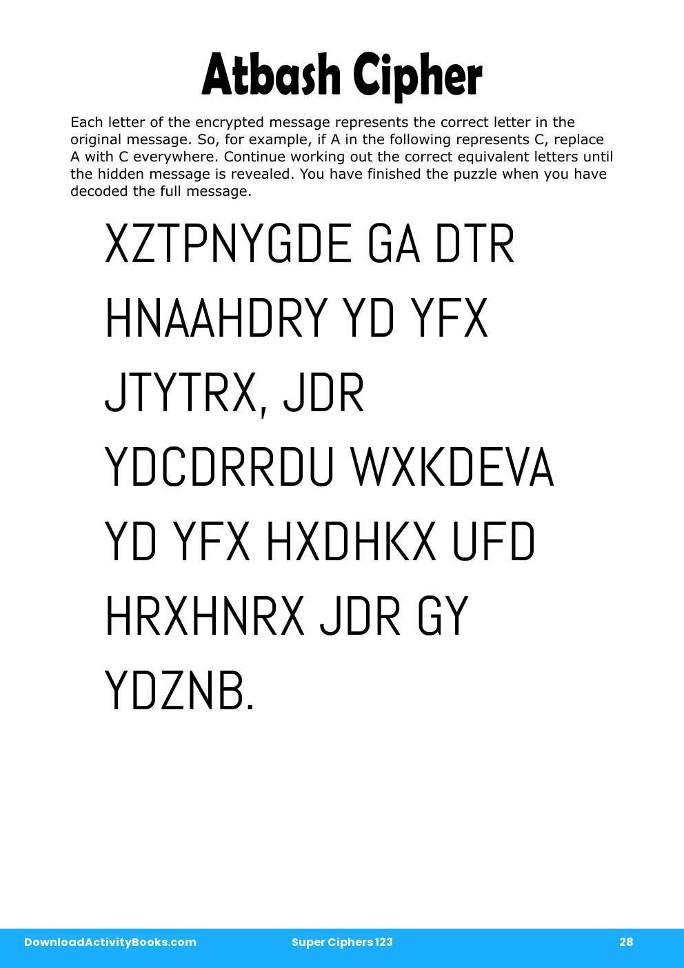 Atbash Cipher in Super Ciphers 123