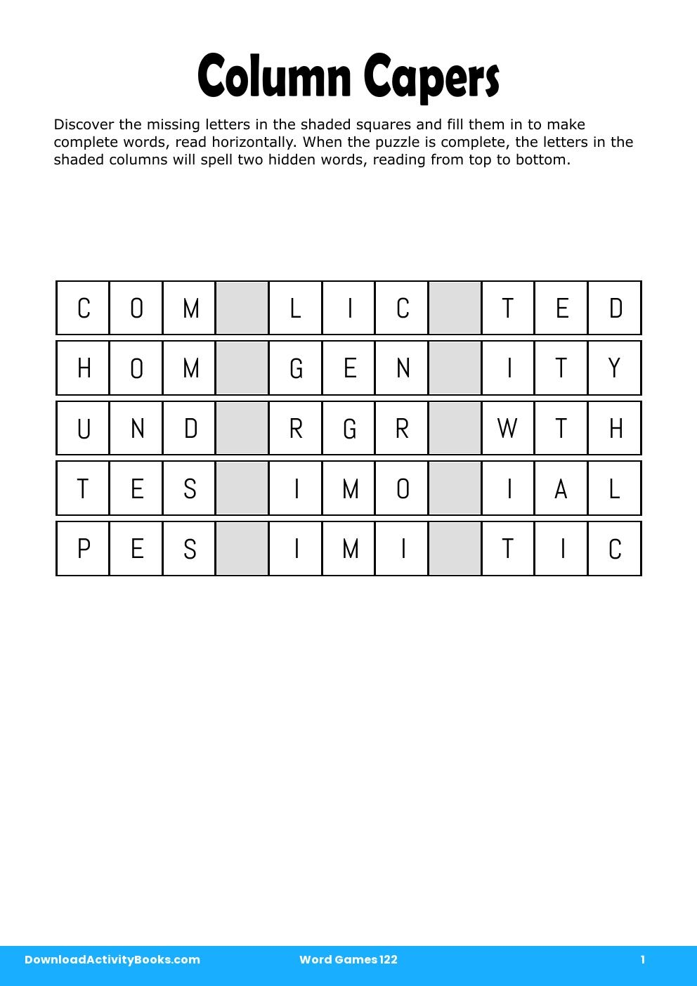 Column Capers in Word Games 122