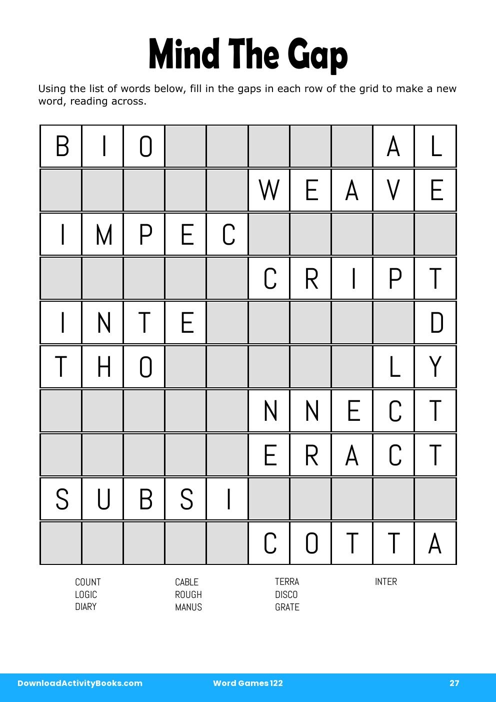 Mind The Gap in Word Games 122