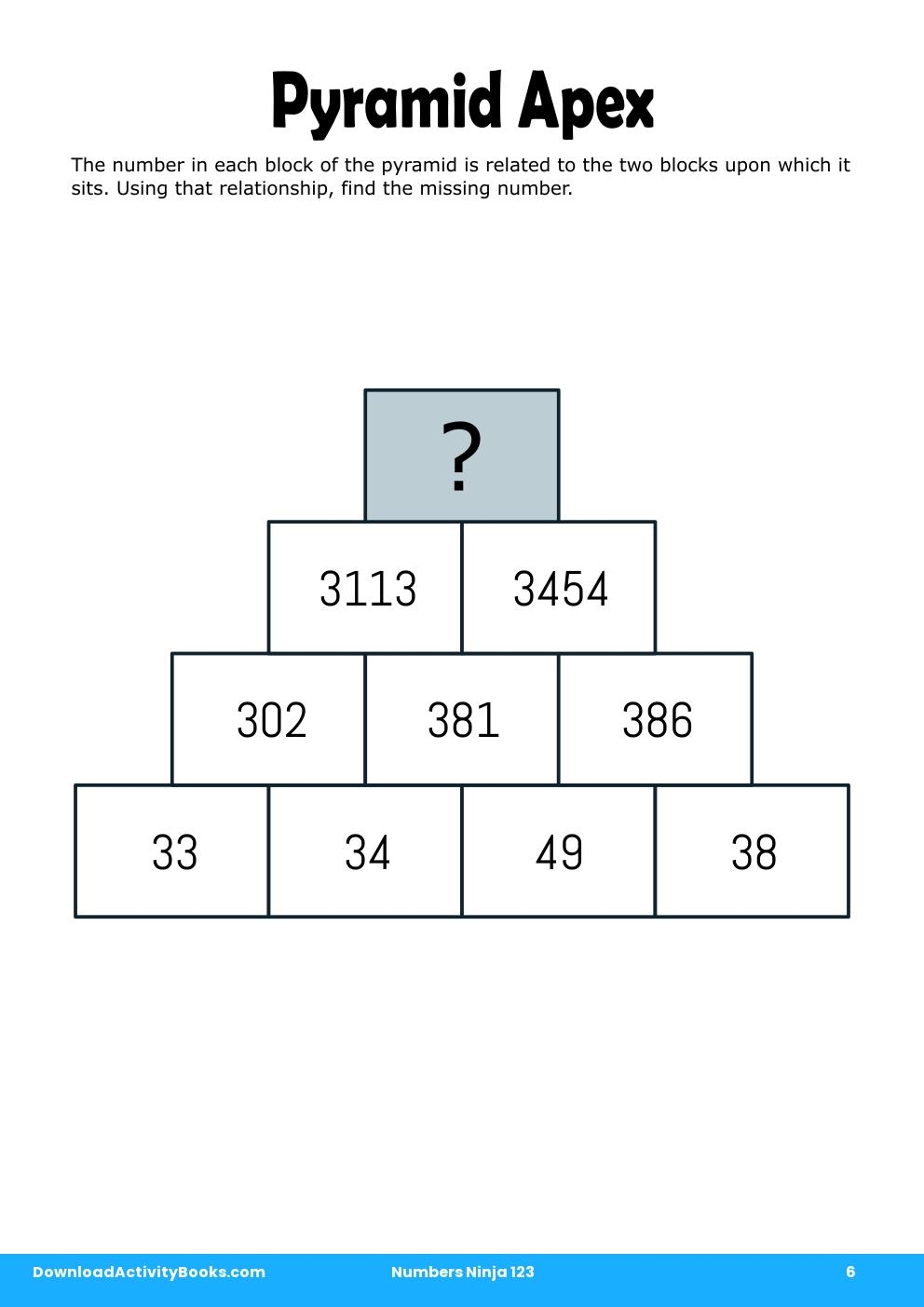 Pyramid Apex in Numbers Ninja 123
