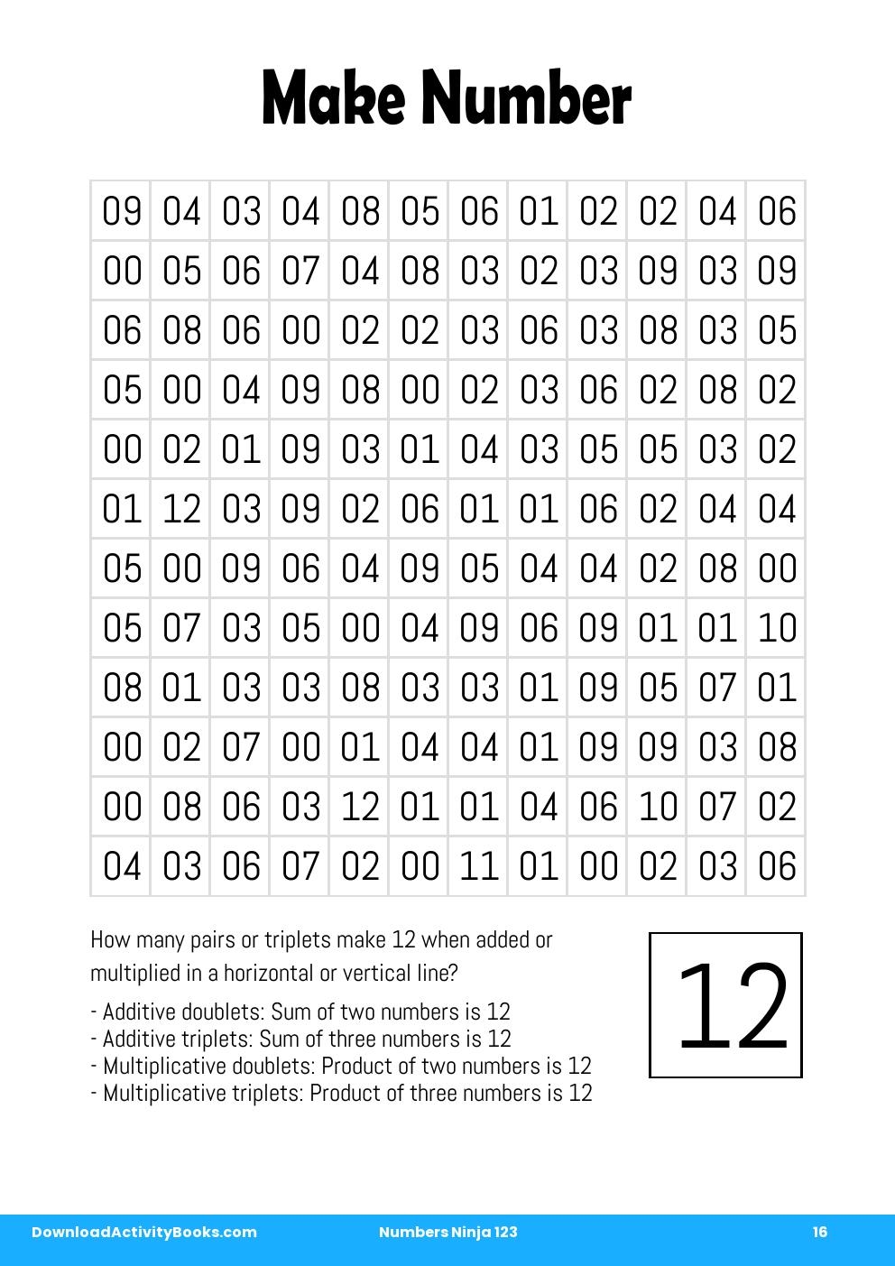 Make Number in Numbers Ninja 123