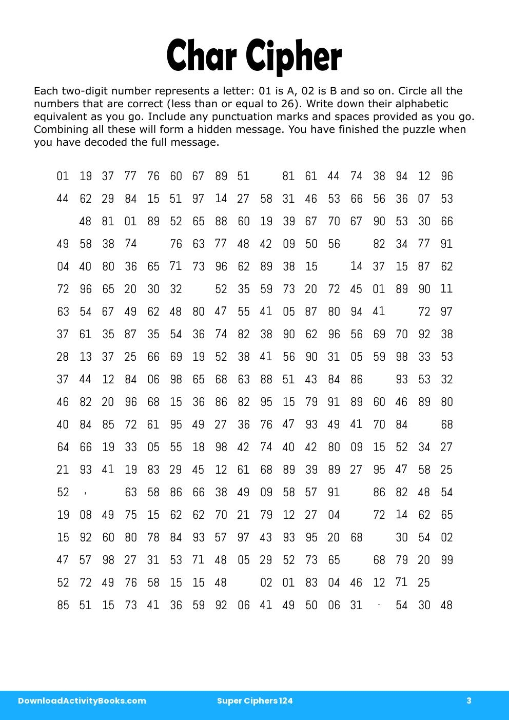 Char Cipher in Super Ciphers 124