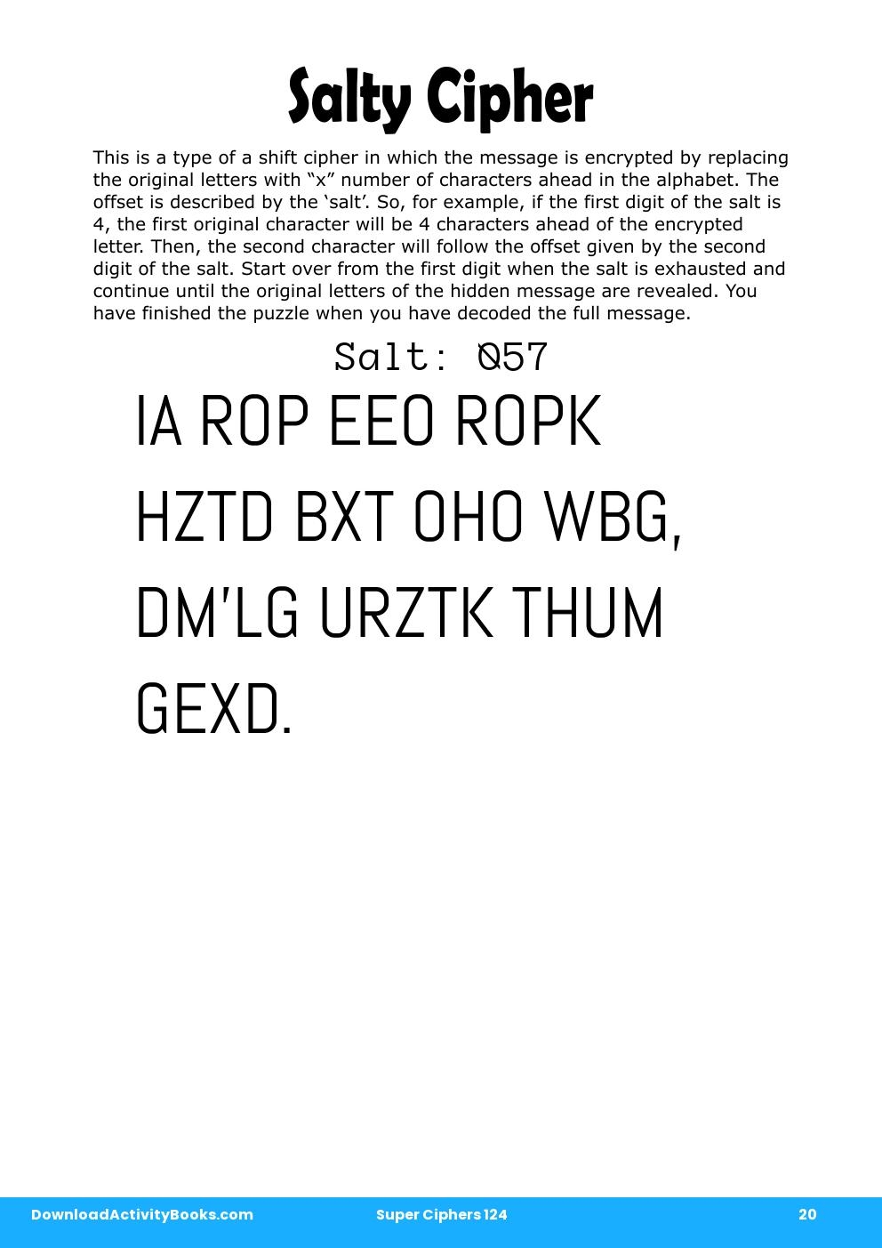 Salty Cipher in Super Ciphers 124