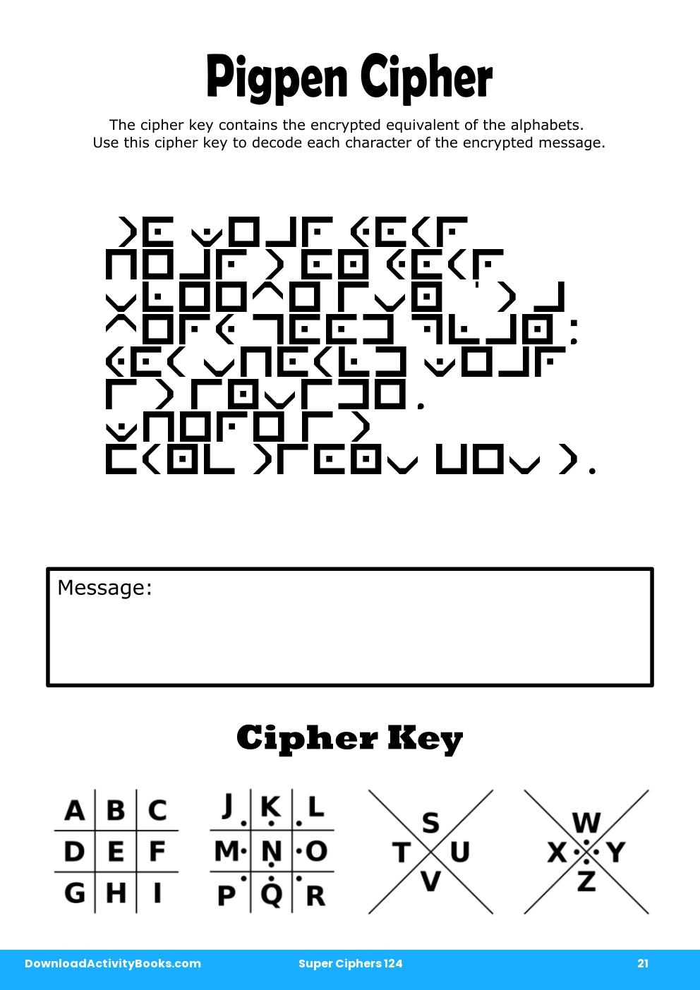 Pigpen Cipher in Super Ciphers 124