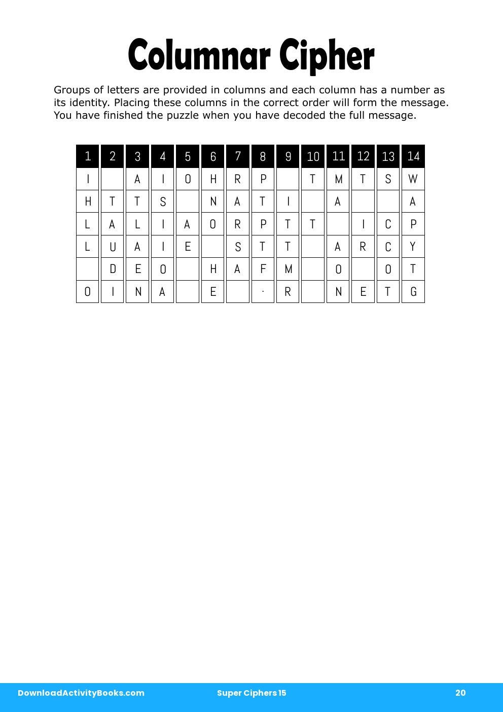 Columnar Cipher in Super Ciphers 15