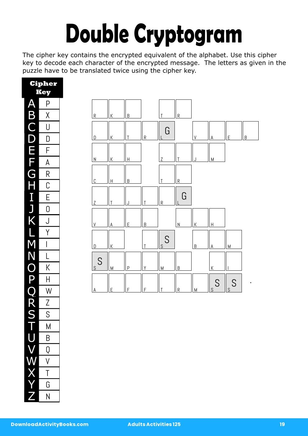 Double Cryptogram in Adults Activities 125