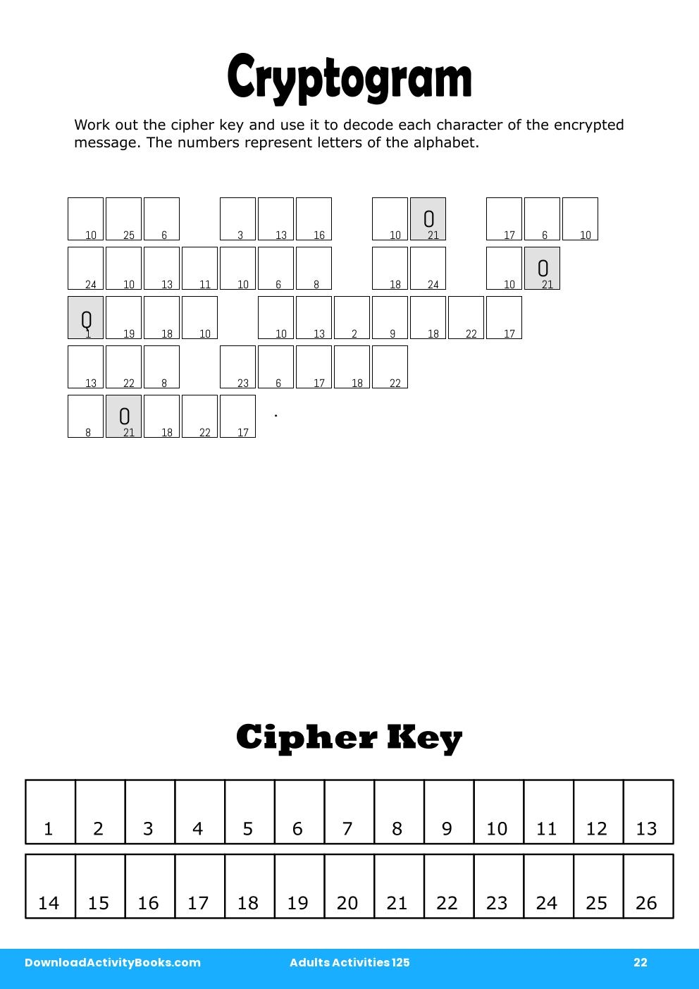 Cryptogram in Adults Activities 125