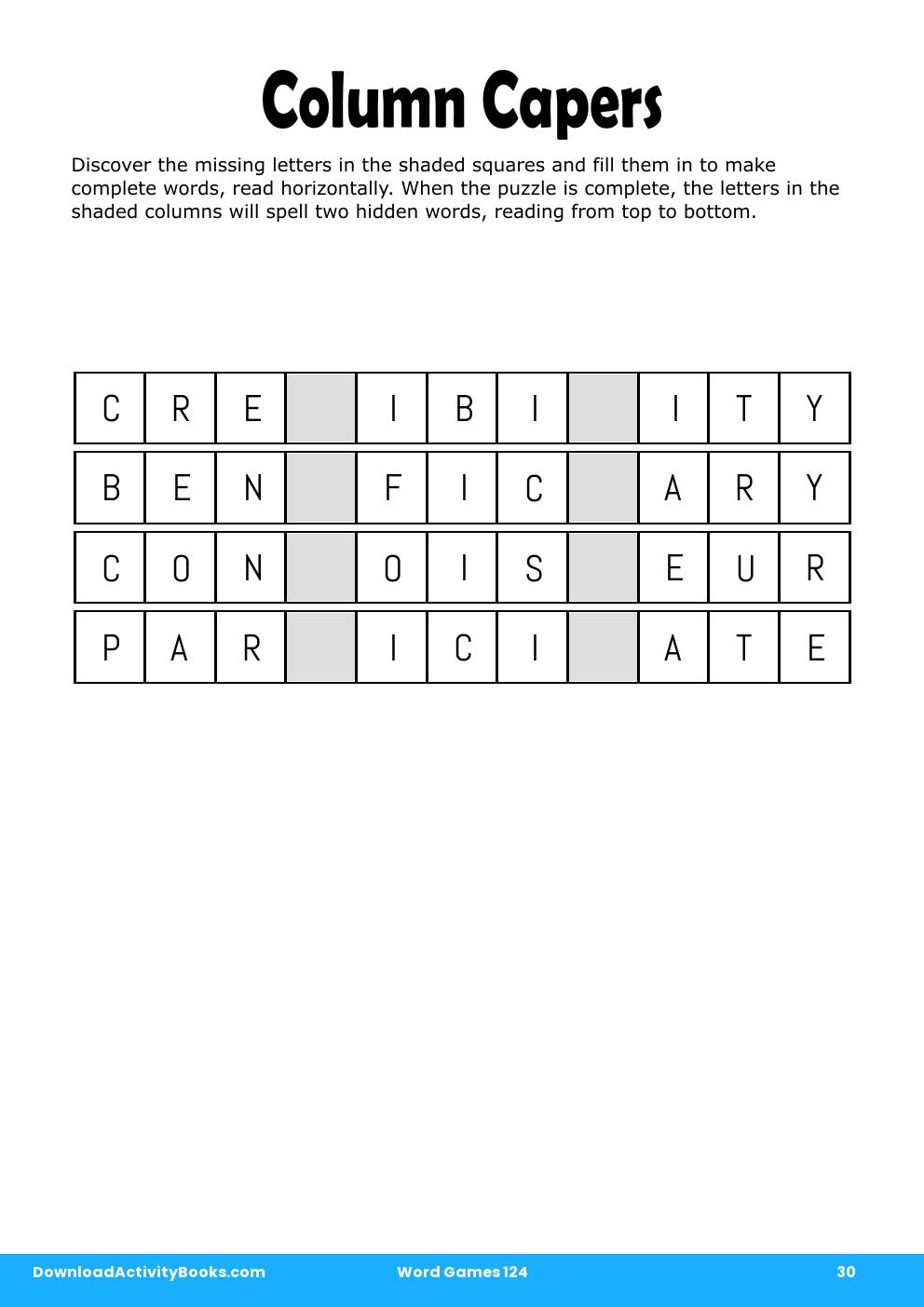 Column Capers in Word Games 124