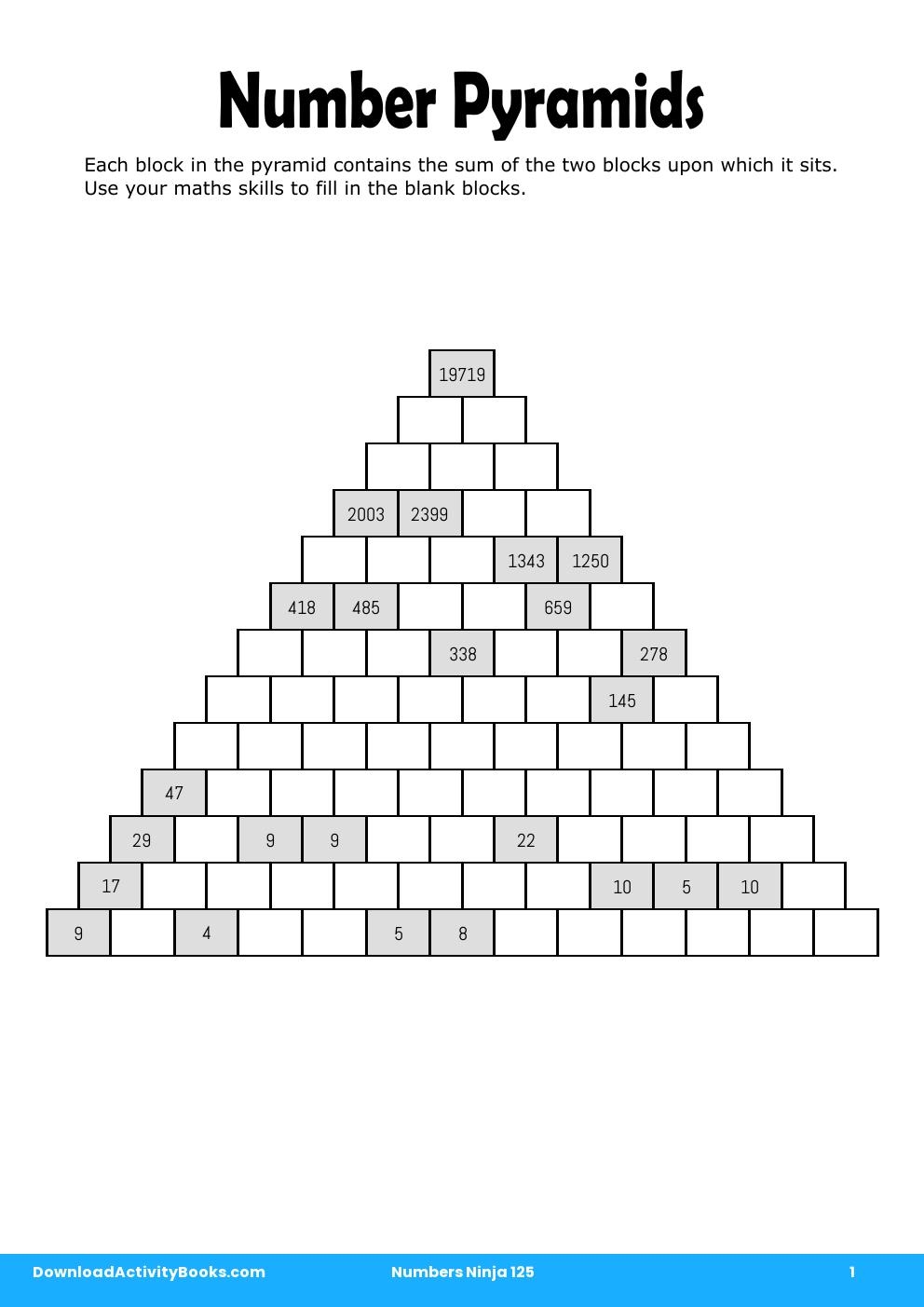 Number Pyramids in Numbers Ninja 125