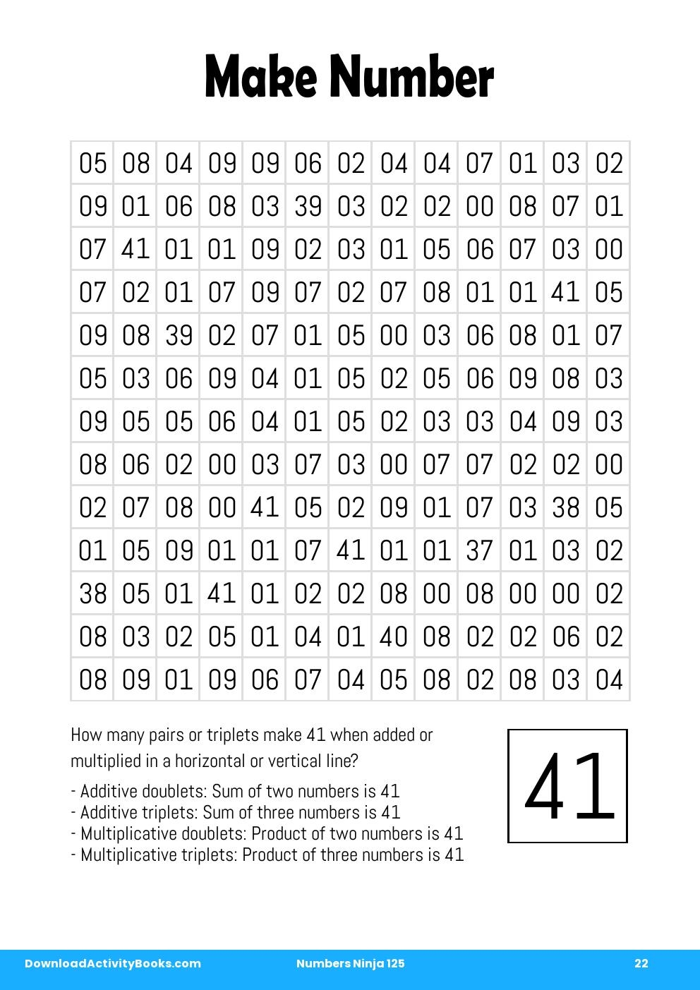 Make Number in Numbers Ninja 125