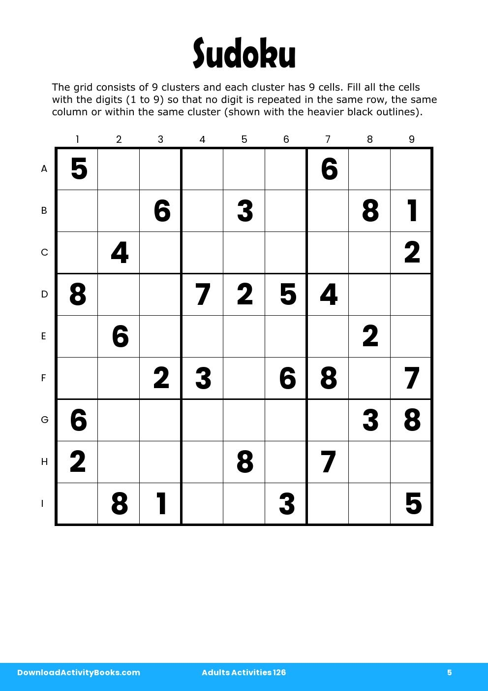 Sudoku in Adults Activities 126