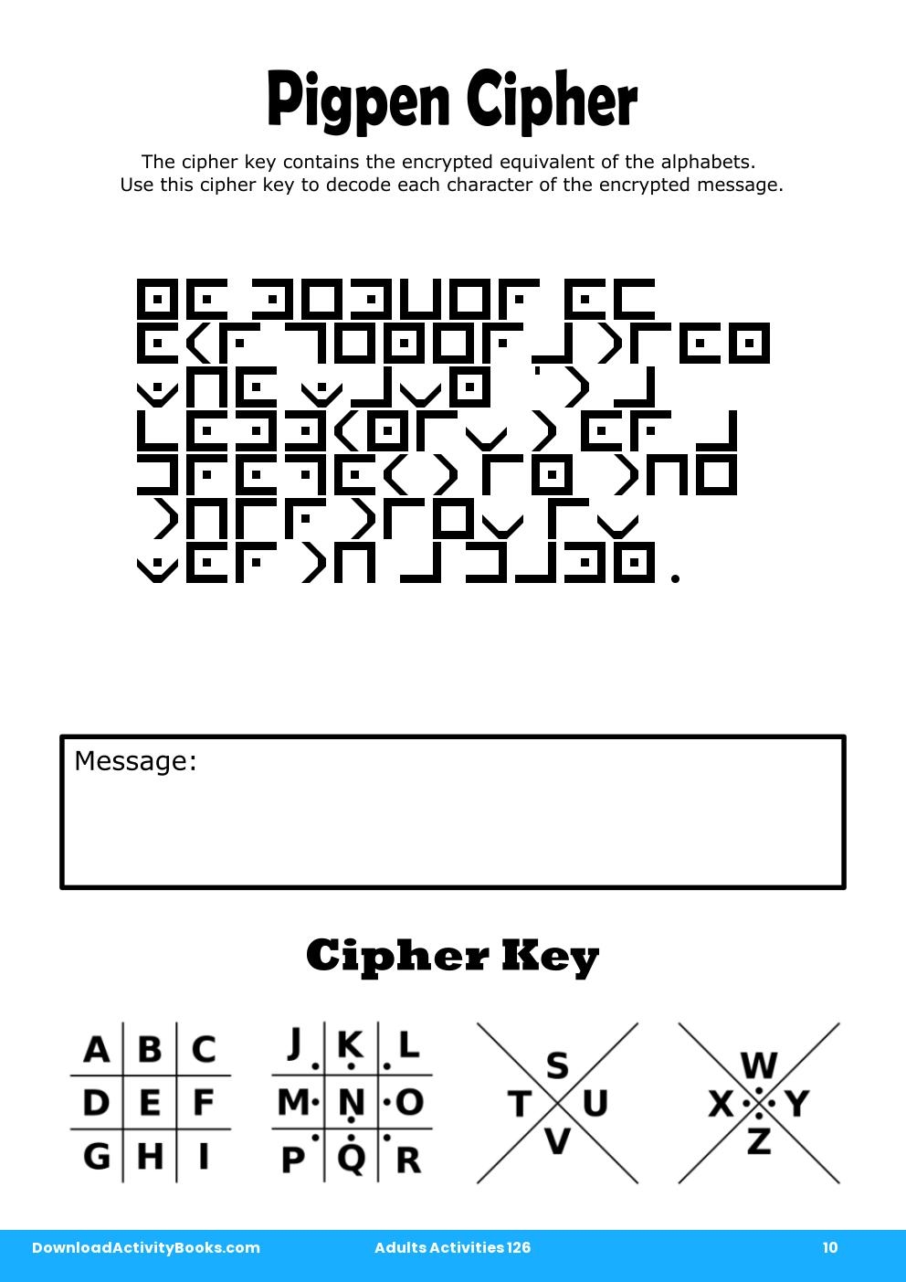 Pigpen Cipher in Adults Activities 126
