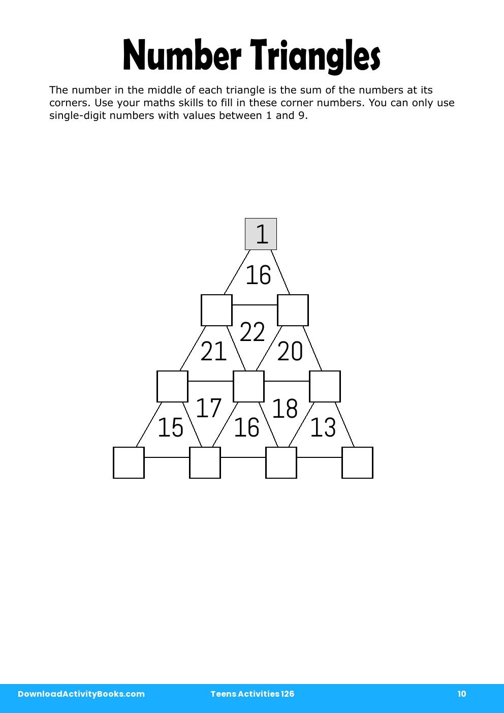 Number Triangles in Teens Activities 126