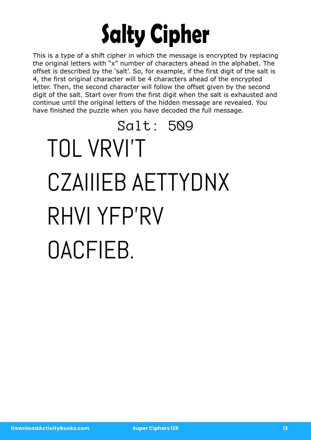 Salty Cipher in Super Ciphers 125