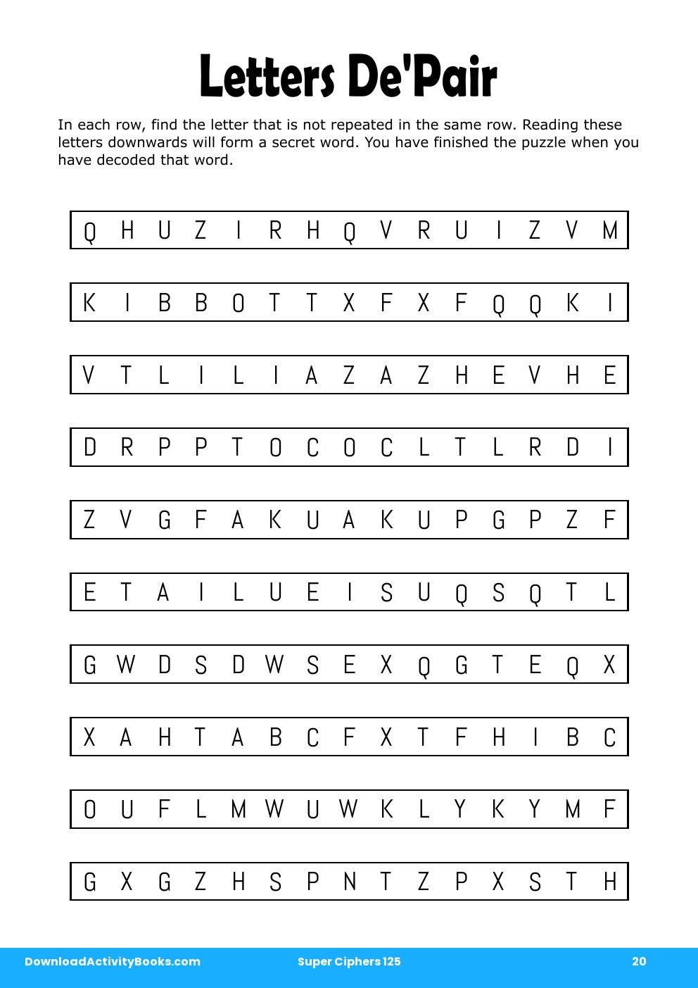 Letters De'Pair in Super Ciphers 125