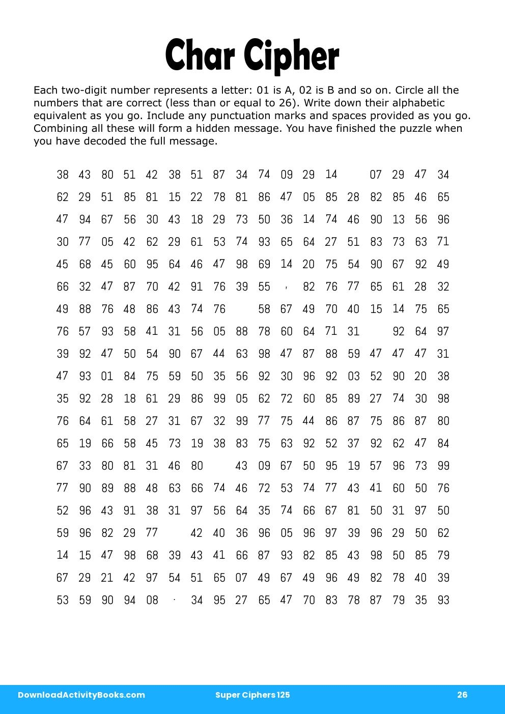 Char Cipher in Super Ciphers 125