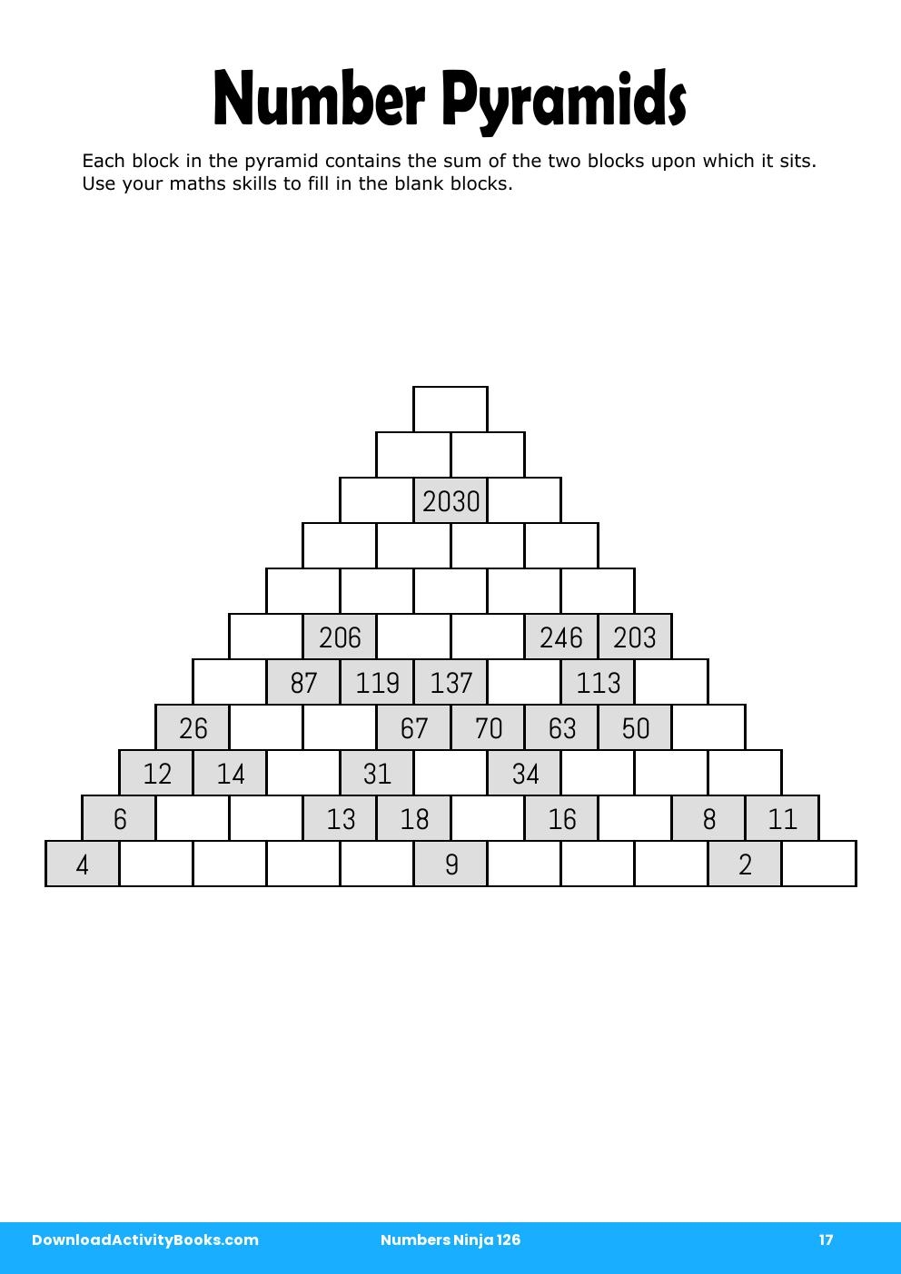 Number Pyramids in Numbers Ninja 126