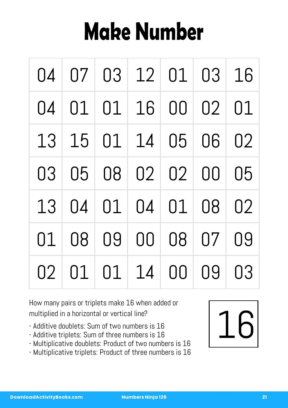 Make Number in Numbers Ninja 126