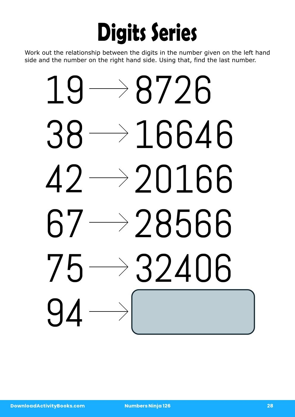 Digits Series in Numbers Ninja 126