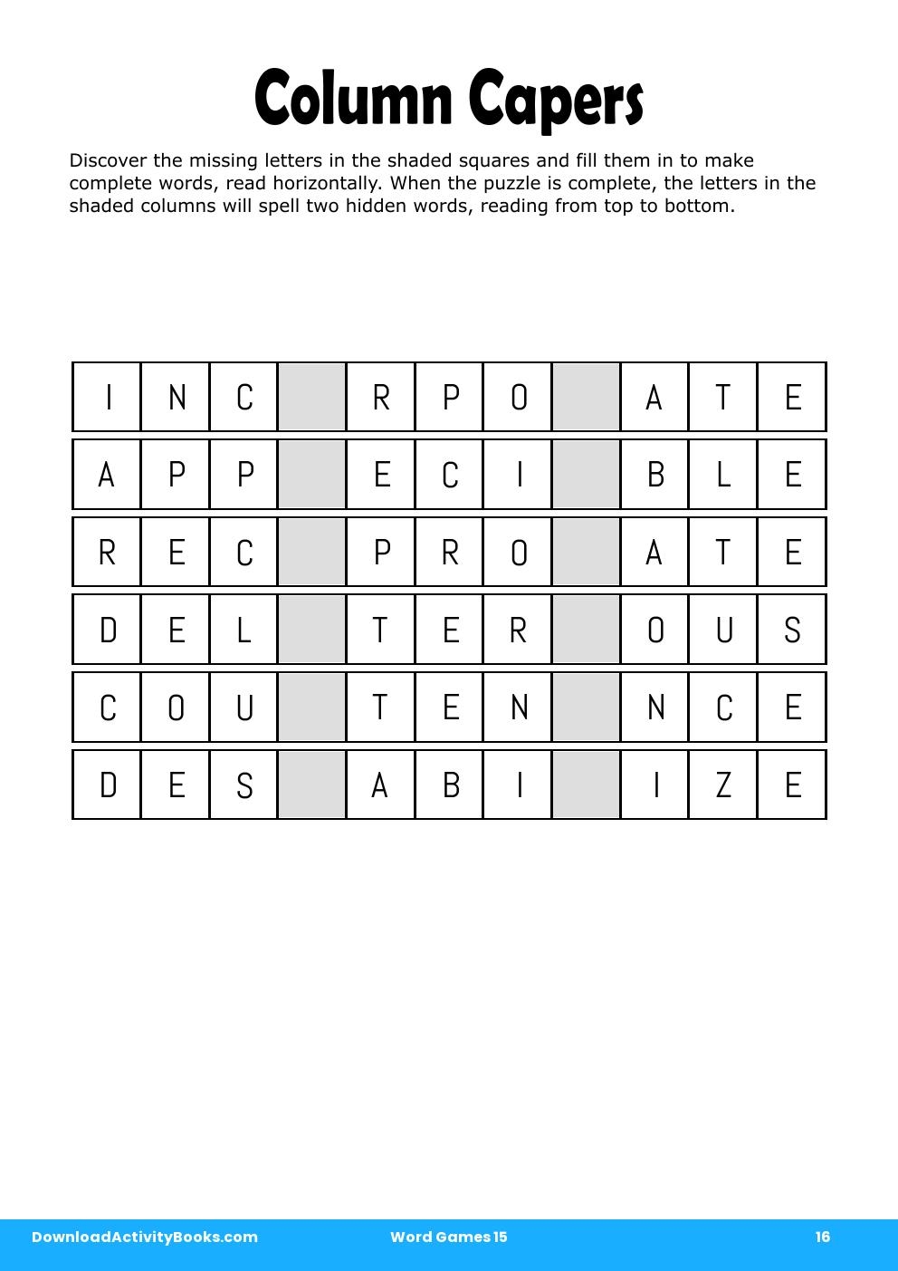 Column Capers in Word Games 15
