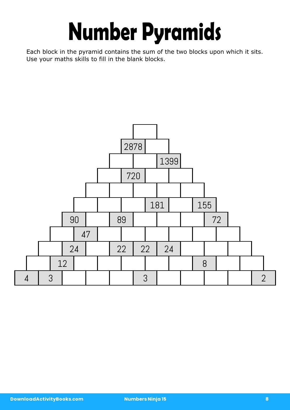Number Pyramids in Numbers Ninja 15